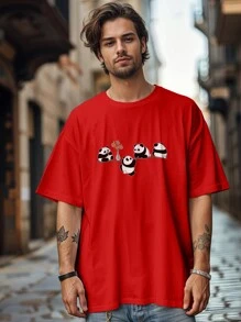 T-Shirt Cute Panda Bear Flower Shirt REF 4232 FLUXO FX - 紅色 - 查看 6