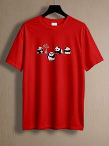 T-Shirt Cute Panda Bear Flower Shirt REF 4232 FLUXO FX - 紅色 - 查看 1