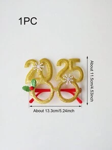 1pc Christmas/New Year Party Decoration Props Glasses, 2025 Celebration Props, Plastic Frame, Perfect For Holiday Party Gifts!,Christmas - Multicolor - View 2