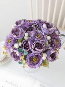 1PC 人造花 玫瑰花束 绣球花 牡丹 球根菊花 情人节礼物 生日派对装饰 婚礼花篮 新娘手捧花 家居摆设 餐厅 卧室 窗台 花瓶装饰 新年装饰 户外花园 开学季 - 彩色 - 查看 25