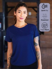 Breathable And Quick-Drying Fitness T-Shirt - Soft Touch - Navy Blue - View 1