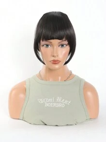 10 英寸天然直发合成刘海，带高温纤维、夹式接发