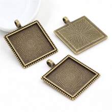 4pcs Square Pendant Blank Cabochon Base Setting Fits 25mm Zinc Alloy Bezel Tray DIY Jewelry Making Accessories Findings