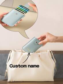 1 chiếc Ví đựng thẻ có thể kéo ra theo yêu cầu, Ví đựng thẻ Unisex tối giản và di động. Ví đựng thẻ tín dụng bằng da PU dành cho nam và nữ, Ví đựng thẻ mỏng có tên viết tắt, Ví đựng thẻ tên phụ nữ, Quà tặng tự làm, Phù hợp với thẻ tín dụng, Lý tưởng để đi làm, Kỷ niệm, Quà tặng sinh nhật, Quà tặng tự làm, Sinh nhật bạn trai, bạn gái, bạn bè - Nhiều màu - Xem 2