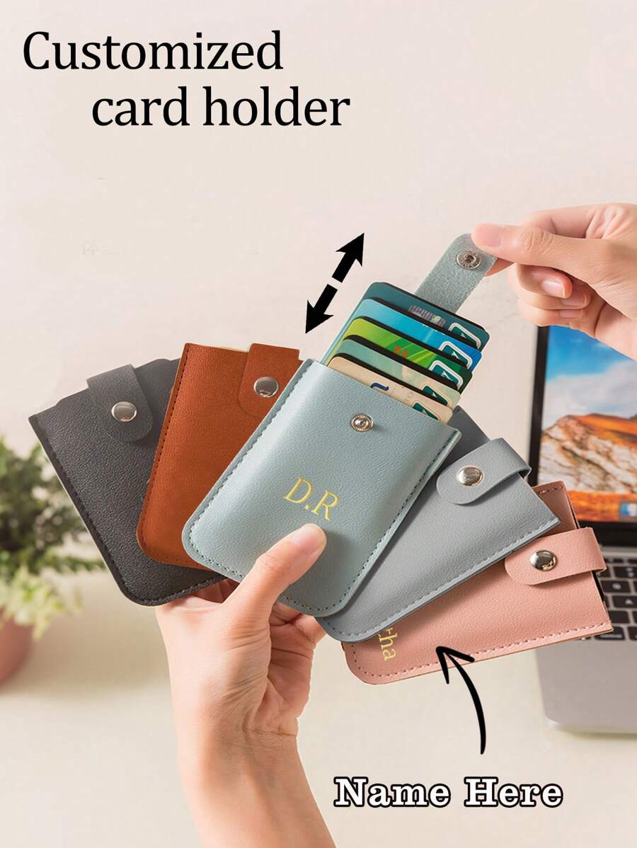 1 chiếc Ví đựng thẻ có thể kéo ra theo yêu cầu, Ví đựng thẻ Unisex tối giản và di động. Ví đựng thẻ tín dụng bằng da PU dành cho nam và nữ, Ví đựng thẻ mỏng có tên viết tắt, Ví đựng thẻ tên phụ nữ, Quà tặng tự làm, Phù hợp với thẻ tín dụng, Lý tưởng để đi làm, Kỷ niệm, Quà tặng sinh nhật, Quà tặng tự làm, Sinh nhật bạn trai, bạn gái, bạn bè - Nhiều màu - Xem 1