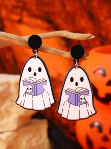 1 Pair Cute Ghost Series Earrings Suitable For Women To Wear For Halloween