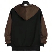 Men's Casual Style Plain 2-Color Hooded Sweatshirt With Kangaroo Pocket - Rỉ Nâu - Xem 2