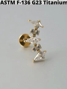 1 件榄尖形锆石 G23 纯钛耳钉 16G 内螺纹 Cz 花形耳轮耳屏穿孔珠宝情人节、妈妈、母亲、母亲节、礼物 - 如圖 - 查看 11