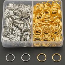 Assortiment de découverte pour la création de bijoux : anneaux ouverts blancs et dorés de 4 mm/5 mm/6 mm/7 mm/8 mm/10 mm, fermoirs mousquetons, anneaux fermés, pour bracelets, colliers, porte-clés, cadenas, fournitures pour bijouterie faite main