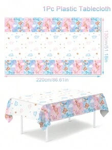 101 个粉色和蓝色性别揭示气球、1 个性别揭示背景、1 块粉色和蓝色桌布、DIY 性别揭示气球宝贝派对生日组合装饰 - 彩色 - 查看 4