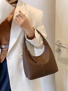 简约休闲百搭日常小尺寸女士手提包 - 咖啡棕 - 查看 2