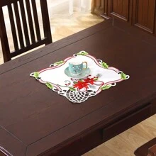 1buc, aleer de masă rafinat brodat de Crăciun, proces de golire manuală, potrivit pentru decorarea biroului de vacanță și adunarea de petreceri, amenajarea sufrageriei și a sufrageriei.