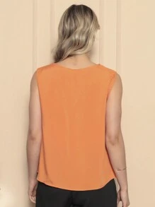 ALETHEIA - LIGHT AND COMFORTABLE TANK TOP IN VISCOSE FABRIC WITH DELICATE TUBE ON THE NECKLINE - WOMEN'S TOPS SHEIN TOPS - Orange - View 2