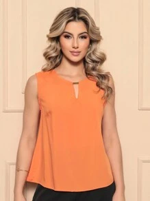 ALETHEIA - LIGHT AND COMFORTABLE TANK TOP IN VISCOSE FABRIC WITH DELICATE TUBE ON THE NECKLINE - WOMEN'S TOPS SHEIN TOPS - Orange - View 1