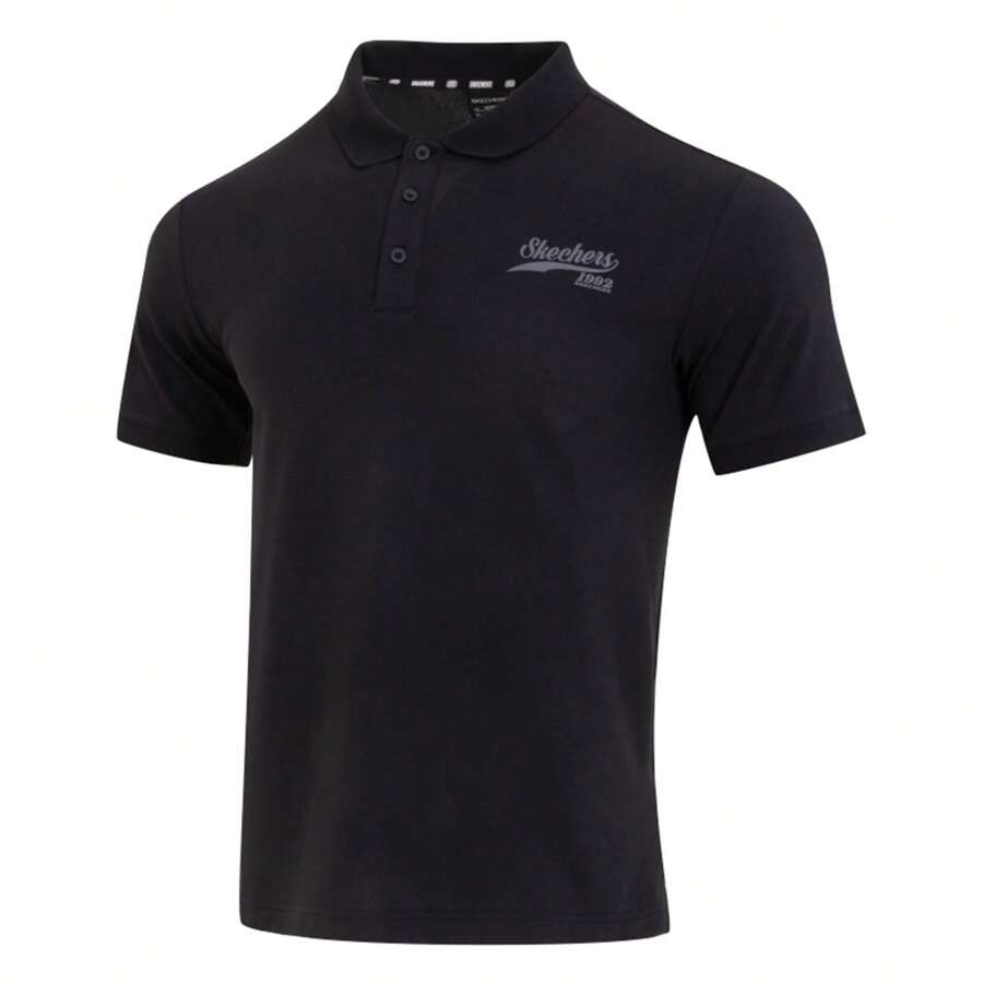 Skechers Men's Casual Loose Fit Breathable Short Sleeve Polo Shirt L223M110-0018 - Carbon Black - View 1