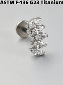 1 件榄尖形锆石 G23 纯钛耳钉 16G 内螺纹 Cz 花形耳轮耳屏穿孔珠宝情人节、妈妈、母亲、母亲节、礼物 - 如圖 - 查看 24