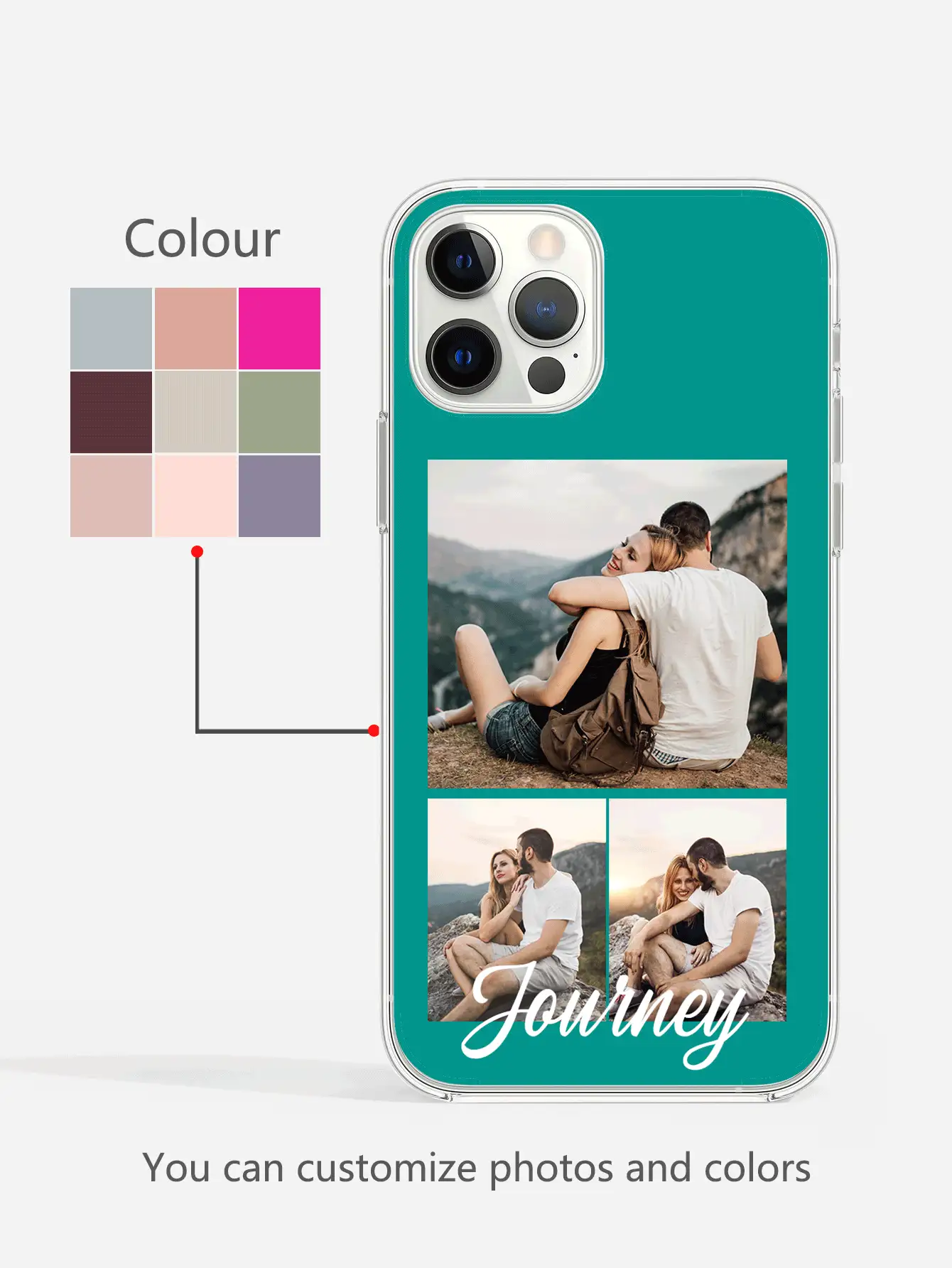 Apple 1pc Custom 3 Photos Couple Family Portrait Personalized Phone Case Transparent Protective Cover Compatible With Iphone/ Galaxy