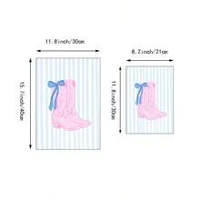 6 套粉色和蓝色水彩蝴蝶结墙壁艺术画学院风帆布印刷画西部牛仔海报少女美学装饰适用于卧室、宿舍、大学公寓无框 - 彩色 - 查看 6