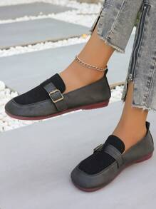 Damskie płaskie mokasyny, okrągłe noski, miękkie dno, buty codzienne, wygodne uniwersalne buty dla matek