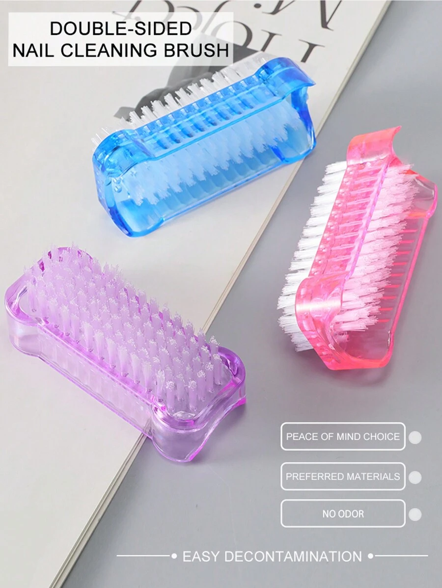 3支/1支双面美甲清洁刷 - 无香型，鬃毛美甲刷，脚趾甲护理工具，呵护指甲健康