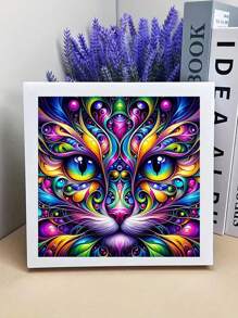 1pc Diamond Art Kit, Cat Face Design, 5D Diamond Painting Cross Stitch Set, Gift For Adults & Beginners, Stress Relief Handicraft Diamond Mosaic, Round Full Drill Diamond Dot DIY, Home & Room Decor Gift