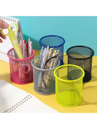 1 pieza Portalápices hueco de unicolor, caja de almacenamiento de artículos de papelería de uso múltiple simple para oficina, escuela, estudiantes, regreso a clases, útiles escolares