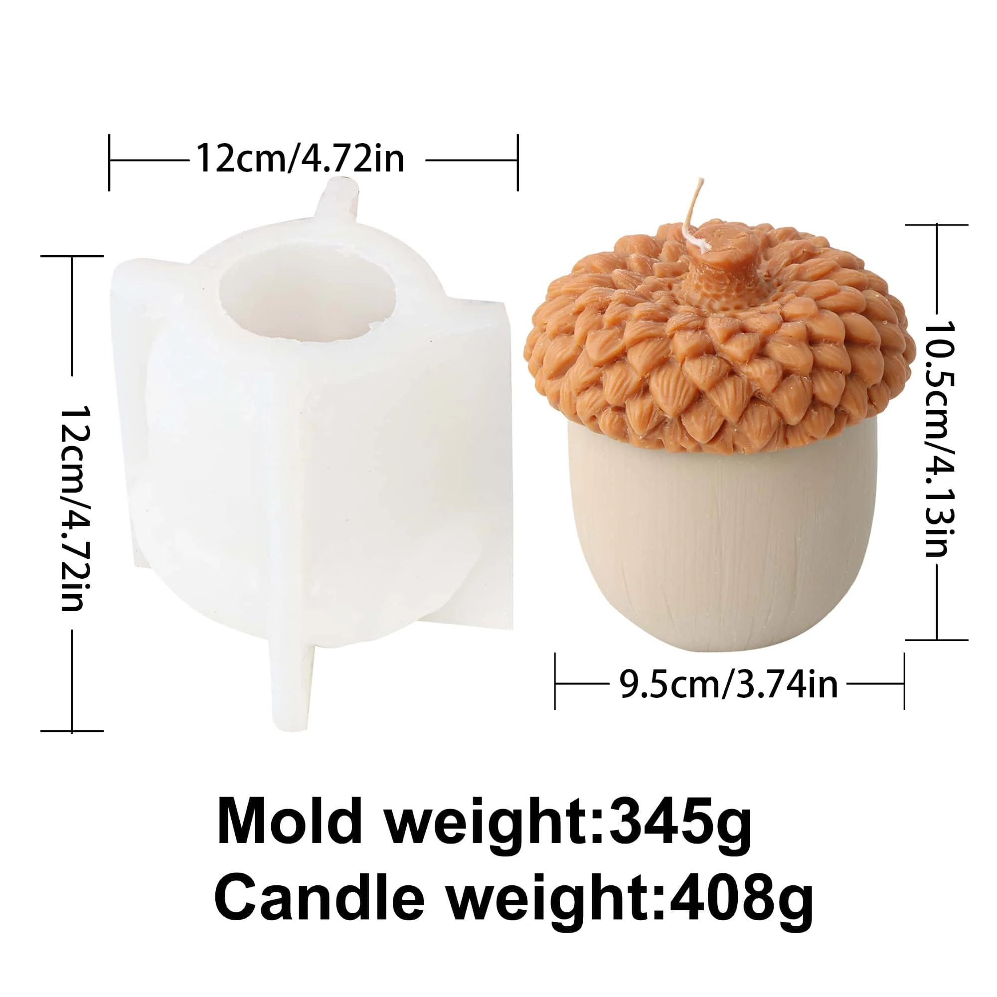 DIY Large Pinecone Candle Silicone Hazelnut Mold Handmade Acorn Cup