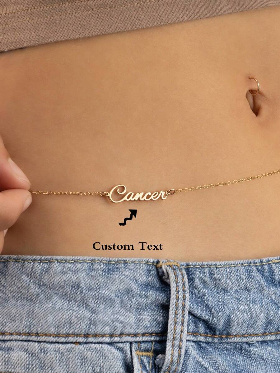Customized Women's Stainless Steel Name Waist Chain, Sexy Waist Chain, Personalized Body Chain Jewelry, Bikini Beach Accessory