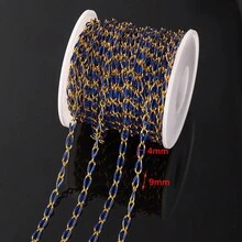 1 米金色不锈钢珐琅长框链用于珠宝制作 DIY 链条用于珠宝项链手链配件不褪色散装 - 不銹鋼滴油鏈 - 查看 7