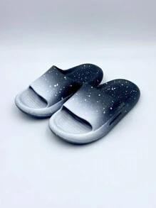 1 par de sandalias planas de PVC con degradado de color, antideslizantes y resistentes al desgaste, adecuadas para interior/exterior, hogar, baño, verano para niños