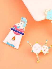 3pcs Chemical Molecular Shape Brooch, Cute Cartoon Style, Teacher Gift, Student Accessories, Unique Metal Creative Pin Badge