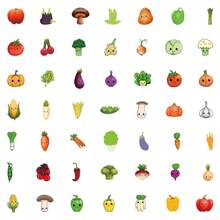 50 piezas Pegatinas de garabatos de frutas y verduras de dibujos animados, adecuadas para decorar portátil, monopatín, guitarra, botella de agua, equipaje, cuaderno, arte de pegatinas DIY, pegatinas, pegatinas de frutas, cuaderno - Multicolor - Ver 9