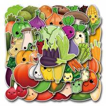 50 piezas Pegatinas de garabatos de frutas y verduras de dibujos animados, adecuadas para decorar portátil, monopatín, guitarra, botella de agua, equipaje, cuaderno, arte de pegatinas DIY, pegatinas, pegatinas de frutas, cuaderno - Multicolor - Ver 3