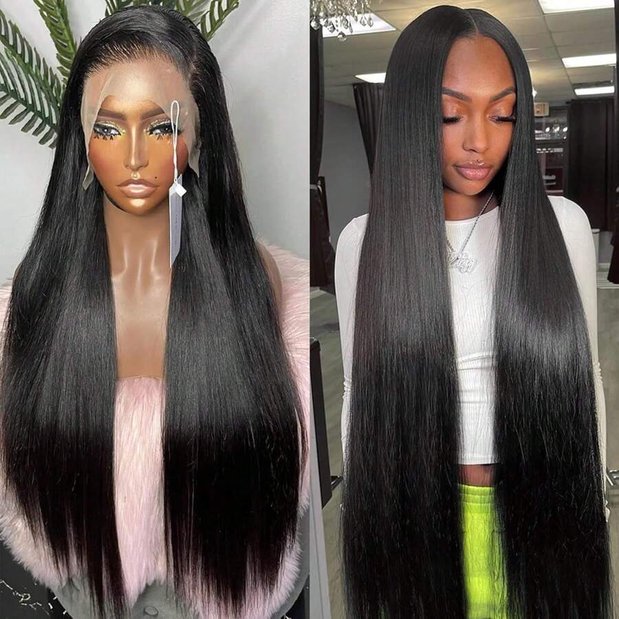 Straight Human Hair Wigs For Women Human Hair Lace Front Wigs Pre Plucked  Lace Front Wigs Human Hair 180% Density 30 32 34 36 Inch Straight Frontal Wigs Human Hair HD Lace 13x6 Human Hair Wig