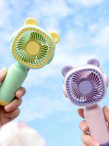 TecnoPlus Mouse Ear Fan Portable Handheld Fan Cute Electric Fan Power Bank Summer Cooling Outdoor Desk With LED Light USB Charging Fan Small Personal Portable Fan - 粉色 - 查看 2