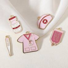 5pcs/10pcs Mixed Nurse Medical Themed Charms Pendant Jewelry: Medicines, Thermometer, Clothing, Hat, For DIY Necklace, Bracelet, Keychain Craft - Zinc Alloy Enamel Pendants - Nurse Series Pendant - View 17