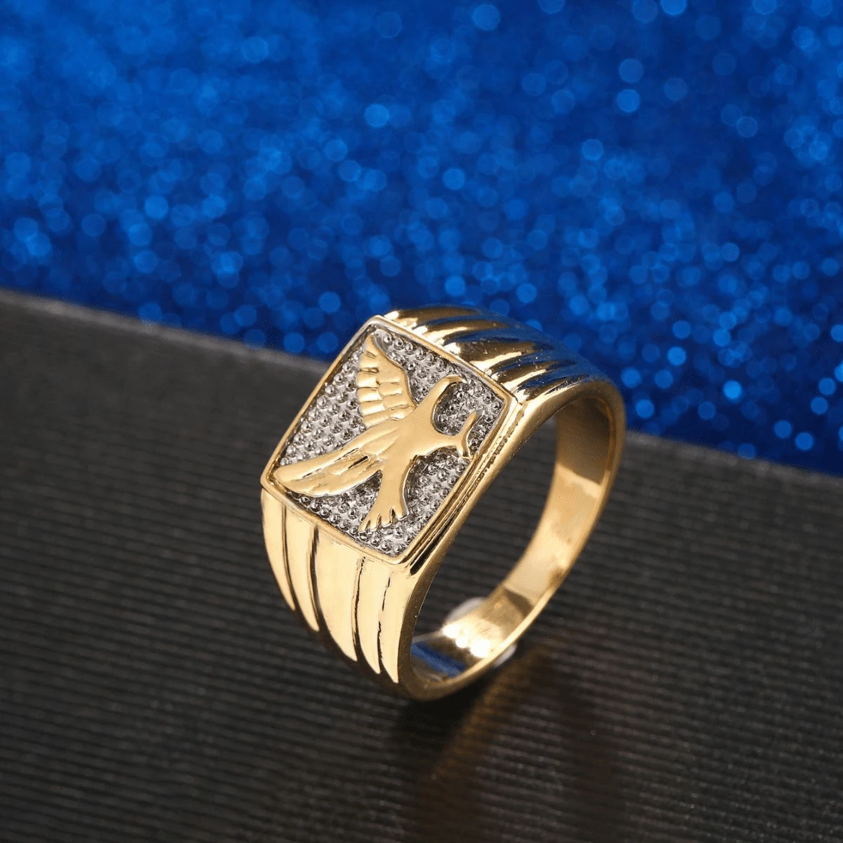 Anillo de hombre águila de cobre dorado amarillo - Amarillo Oro - Ver 1