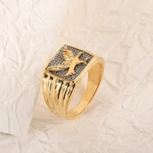 Anillo de hombre águila de cobre dorado amarillo - Amarillo Oro - Ver 3