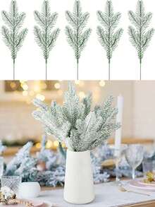 1/5/10 pezzi Decorazione natalizia per la casa Rami di pino artificiali Ghirlanda natalizia con decorazione innevata Pianta simulata Aghi di pino a cinque punte Accessori per albero di Natale Aghi di pino tridimensionali simulati - Multicolore - Visualizzare 4