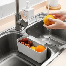 1入廚房水槽排水籃,多功能卡槽廚房水槽過濾器,食品和蔬菜洗滌和排水籃子 - 灰色 - 查看 5