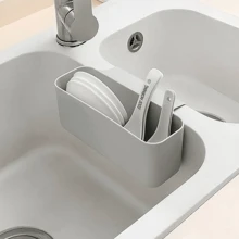 1入廚房水槽排水籃,多功能卡槽廚房水槽過濾器,食品和蔬菜洗滌和排水籃子 - 灰色 - 查看 3