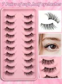 10 Pairs Cat Eye False Eyelashes - Petite, Natural, Cute Short Curled Style With Extended Wing Tips - Cat Eye Lashes - View 11