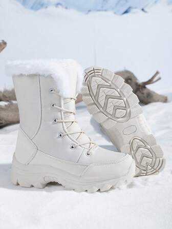 Women's Outdoor Hiking Boots, High-Top Casual Waterproof Anti-Slip Warm Snow Boots With Thermal Lined