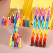 20 件装，多功能免切割铅笔积木彩虹色子弹铅笔蛋笔下笔，多组合彩色积木建筑多形式铅笔，青少年家庭教室的完美文具，圣诞节节日文具礼品套装 - 彩色 - 查看 1