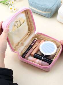 1pc Mini Makeup Bag Small Nylon Cosmetic Travel Case Organizer Mini Pouch Toiletry Zipper Pouch Lip Gloss Travel Bag Sanitary Napkin Storage Pouch Portable Makeup Bag Purse For Women Travel Essential And Back To School