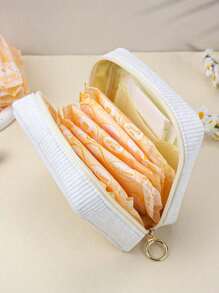 1pc Mini Makeup Bag Small Nylon Cosmetic Travel Case Organizer Mini Pouch Toiletry Zipper Pouch Lip Gloss Travel Bag Sanitary Napkin Storage Pouch Portable Makeup Bag Purse For Women Travel Essential And Back To School