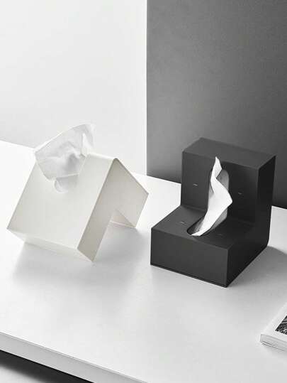 1 个 L 型 ABS 塑料纸巾盒，创意 Ins 风格多功能面巾纸收纳盒，适用于客厅、书房、浴室、厨房、宿舍、办公室、会议室、咖啡厅、甜品店