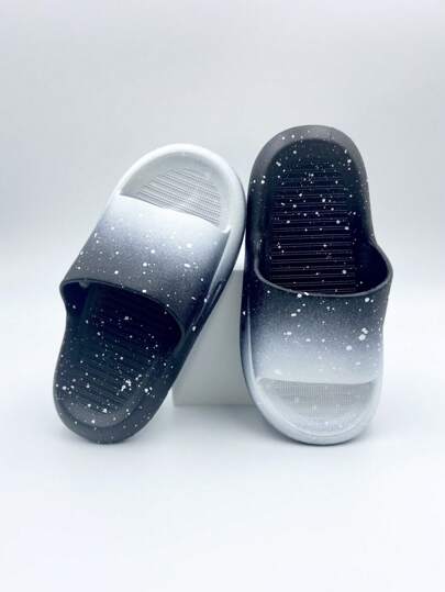 1 Pair Children Ombre Color PVC Non-Slip Wear-Resistant Flat Sandals, Suitable For Indoor/Outdoor, Home, Bathroom, Summer