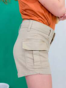 GL Kids- Beige Cargo Jean Shorts For Girls - Màu be - Xem 2