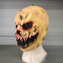 1 Peça Máscara de Rosto de Fantasma do Halloween, Máscara de Demônio com Cabeça Invertida Assustadora, Máscara de Látex de Alienígena Assustadora com Cabeça de Abóbora para Festa a Fantasia e Performance